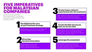 FIVE IMPERATIVES
FOR MALAYSIAN
COMPANIES
Accenture has identified
five imperatives to accelerate
the journey towards becom...