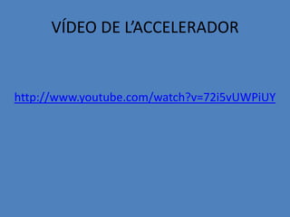 VÍDEO DE L’ACCELERADOR


http://www.youtube.com/watch?v=72i5vUWPiUY
 