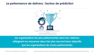 OCTO Part of Accenture Digital © 2019 - All rights reserved 13
La performance de delivery : facteur de prédiction
Les organisations les plus performantes dans leur delivery
atteignent en moyenne deux fois plus souvent leurs objectifs
que les organisations les moins performantes
 