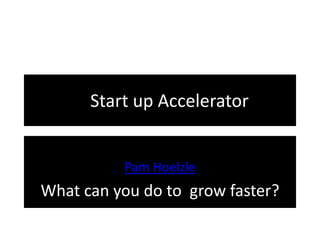 PaStart up Accelerator


          Pam Hoelzle
What can you do to grow faster?
 