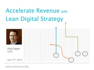 Accelerate Revenue with
Lean Digital Strategy

Paul Taylor
CEO

Oct 17th, 2013

 