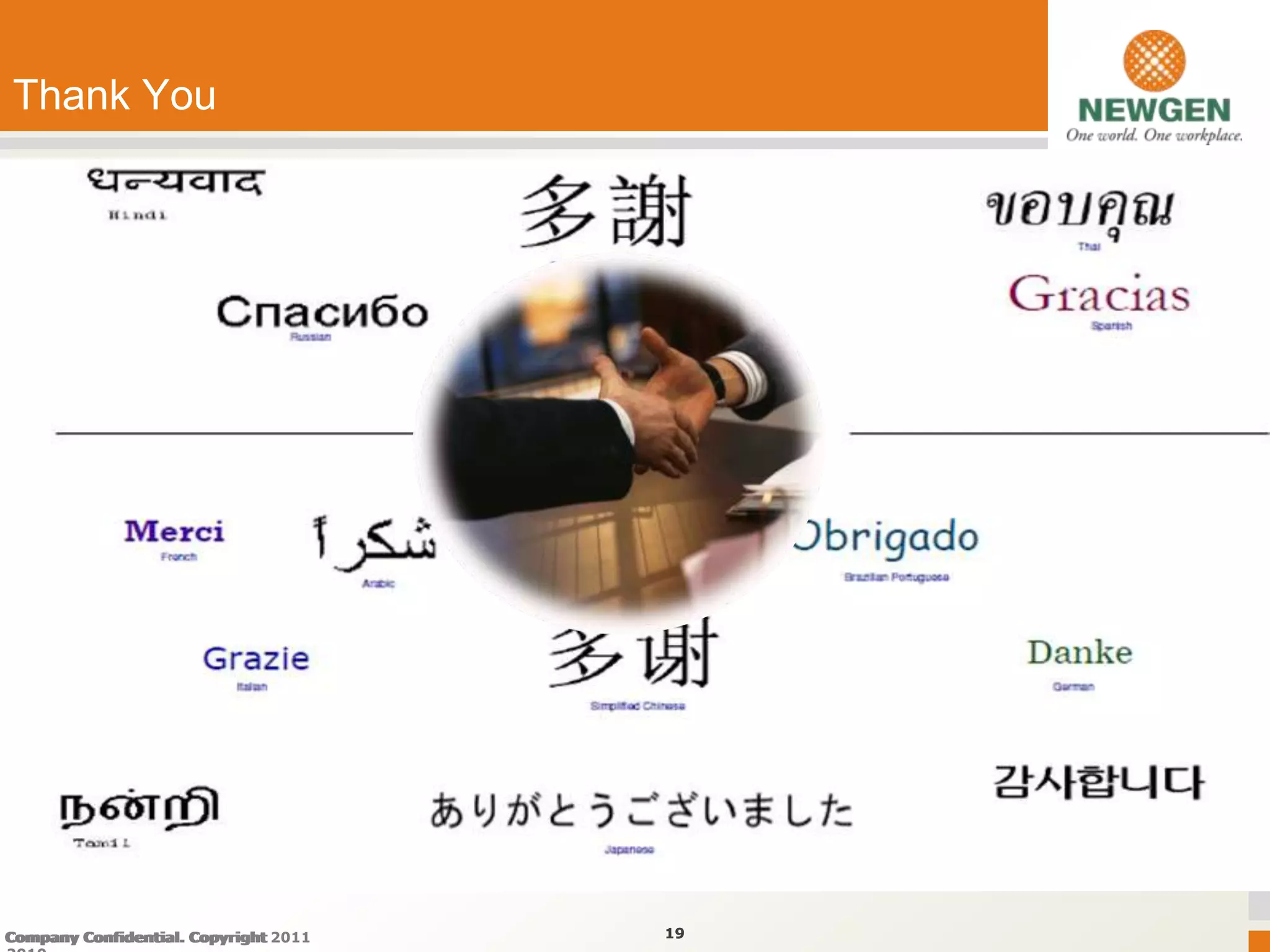 Thank You




Company Confidential. Copyright
Company Confidential. Copyright 2011   19
 