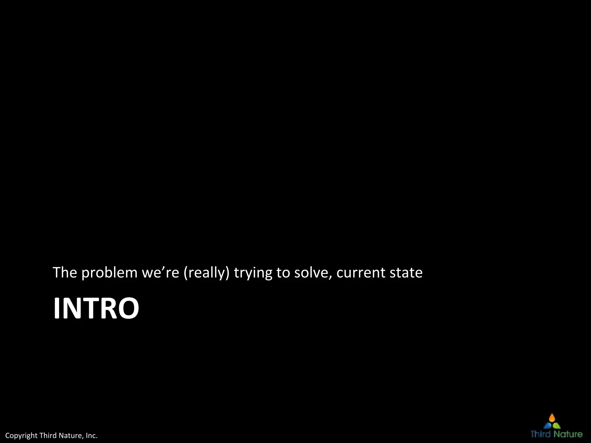Copyright Third Nature, Inc.
INTRO
The problem we’re (really) trying to solve, current state
 