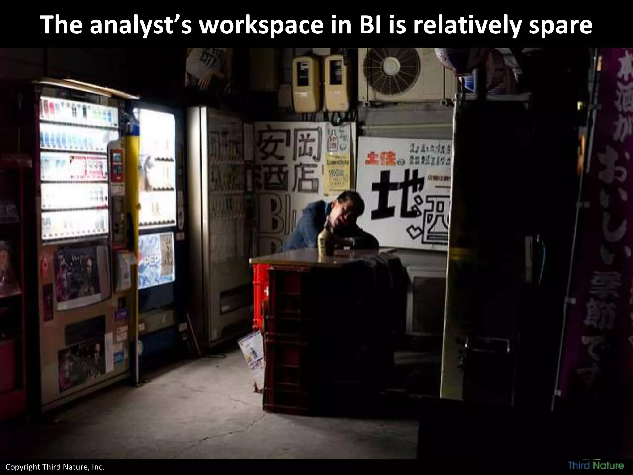 Copyright Third Nature, Inc.
The analyst’s workspace in BI is relatively spare
 
