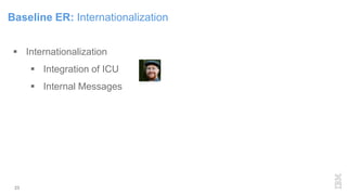 Baseline ER: Internationalization
 Internationalization
 Integration of ICU
 Internal Messages
23
 