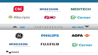 EHR P A R T N E R S H I P S RIS / PACS 
© 2002-2013 Nuance Communications, Inc. All rights reserved. Page 19 
