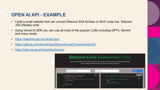 Accelerate your Sitecore development with GenAI | PPTX | Web ...