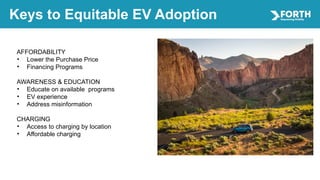 Keys to Equitable EV Adoption
AFFORDABILITY
• Lower the Purchase Price
• Financing Programs
AWARENESS & EDUCATION
• Educate on available programs
• EV experience
• Address misinformation
CHARGING
• Access to charging by location
• Affordable charging
 