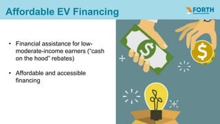 XX
Affordable EV Financing
4
7
• Financial assistance for low-
moderate-income earners (“cash
on the hood” rebates)
• Affordable and accessible
financing
 