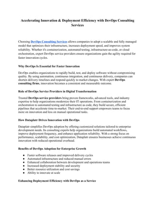 Accelerating Innovation & Deployment Efficiency with DevOps Consulting ...