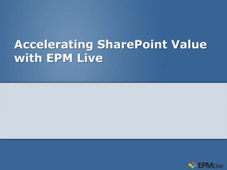 Accelerating SharePoint Value
with EPM Live
 