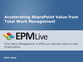 Accelerating SharePoint Value from
Total Work Management




Total Work Management in EPM Live Delivers Value to the
Organization



Jose Levy
 
