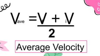 V =V + V
ave f i
2
Average Velocity
 
