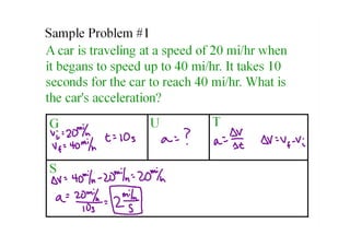 Acceleration problems and notes