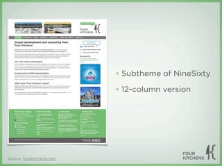 ‣   Subtheme of NineSixty
                           ‣   12-column version




Source: fourkitchens.com
 
