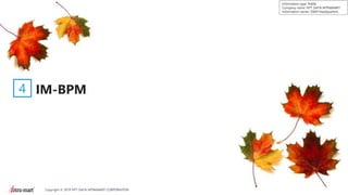 21Copyright © 2019 NTT DATA INTRAMART CORPORATION
Information type: Public
Company name: NTT DATA INTRAMART
Information owner: S&M Headquarters
IM-BPM4
 