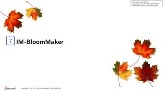 38Copyright © 2019 NTT DATA INTRAMART CORPORATION
Information type: Public
Company name: NTT DATA INTRAMART
Information owner: S&M Headquarters
IM-BloomMaker7
 