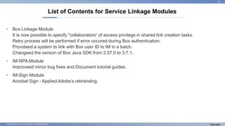 © 2022 NTT DATA INTRAMART CORPORATION
• Box Linkage Module
It is now possible to specify "collaborators“ of access privile...