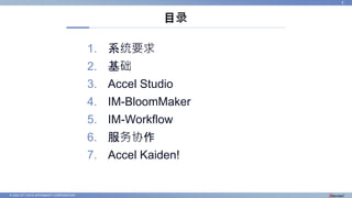 © 2022 NTT DATA INTRAMART CORPORATION
1. 系统要求
2. 基础
3. Accel Studio
4. IM-BloomMaker
5. IM-Workflow
6. 服务协作
7. Accel Kaide...