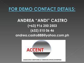 ANDREA “ANDI” CASTRO (+63) 916 250 2503 (632) 515 06 46 [email_address] 