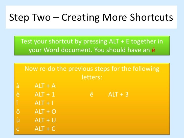 Microsoft word keyboard shortcuts french accents basicsnery