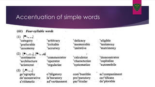 Accentuation of simple words
 