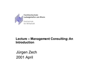 Lecture – Management Consulting: An Introduction Jürgen Zech 2001 April 