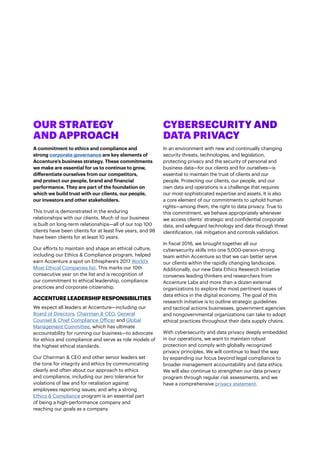 CYBERSECURITY AND
DATA PRIVACY
In an environment with new and continually changing
security threats, technologies, and leg...