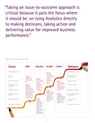 “Taking an issue-to-outcome approach is
critical because it puts the focus where
it should be: on tying Analytics directly...
