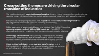 Cross-cutting themes are driving the circular
transition of industries
The need to sustainably meet challenges of growing ...