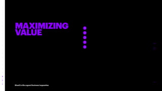 4
Cloud is the urgent business imperative
Recentdisruptionshaveonlyreinforced
theprevailingnotionthatcloudisn’t
somefutureaspiration—it’sanurgent
mandateattheheartofthebusiness.
Butarushedmigrationwithouta
clearstrategycanendupcostingthe
businessmore,leavingexistinglegacy
applicationsrackingupconsumption—
andcosts—atanalarmingrate.
THESMARTER
ROUTETO
MAXIMIZING
VALUE
An intelligent cloud journey needs to balance speed and value.
While there is no one-size-fits-all approach, each should start with
defining the value, mapping out the journey and determining how
cloud will enable the overall business strategy and ambition. There
are five essential elements to capturing the full value of cloud:
Migrateandscaleup
Getthemostfromthehyperscalers
Modernizeandaccelerate
Runandoptimize
Innovateandgrow
To maximize the cloud’s benefit to the business, you’ll need all five
elements. Let’s consider each one in turn.
 
