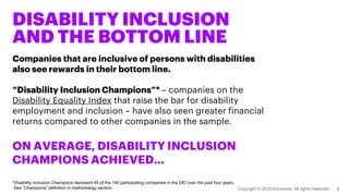 DISABILITY INCLUSION
AND THE BOTTOM LINE
Companies that are inclusive of persons with disabilities
also see rewards in the...