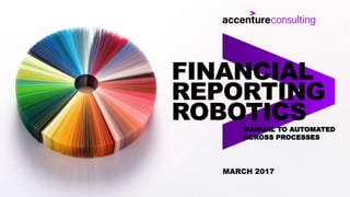 FINANCIAL
REPORTING
ROBOTICS
MARCH 2017
MANUAL TO AUTOMATED
ACROSS PROCESSES
 