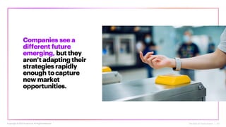The Rise of Forerunners | 07
Companies see a
different future
emerging, but they
aren’t adapting their
strategies rapidly
enough tocapture
new market
opportunities.
Copyright ©2021 Accenture. All RightsReserved.
 