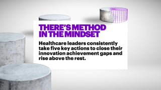 THERE’SMETHOD
INTHEMINDSET
Healthcare leaders consistently
take five key actions to close their
innovation achievement gap...