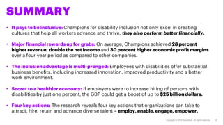 SUMMARY
Copyright © 2018 Accenture. All rights reserved. 18
• It pays to be inclusive: Champions for disability inclusion ...