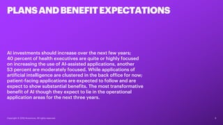 9
PLANSANDBENEFITEXPECTATIONS
Copyright © 2019 Accenture. All rights reserved.
AI investments should increase over the nex...