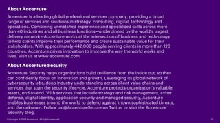 Copyright © 2018 Accenture. All rights reserved. 12
About Accenture
Accenture is a leading global professional services co...