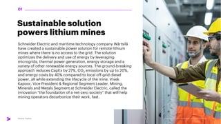 Sustainable solution
powers lithium mines
Schneider Electric and maritime technology company Wärtsilä
have created a susta...