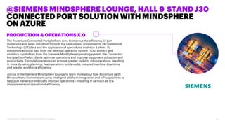 @SIEMENS MINDSPHERE LOUNGE, HALL 9 STAND J30
CONNECTED PORT SOLUTION WITH MINDSPHERE
ON AZURE
20Copyright © 2019 Accenture...