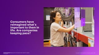 Consumers have
reimagined what’s
important to them in
life. Are companies
keeping pace?
Life Reimagined: Mapping the motivations that matter for today’s
consumers
2
Copyright © 2021 Accenture. All rights reserved.
 