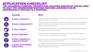 APPLICATION CHECKLIST
THE FOLLOWING PURPOSE, PROCESS AND LOCATION CHECKLIST CAN BE USED
TO HELP YOU UNDERSTAND WHETHER MAC...