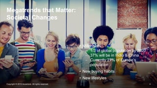 4Copyright © 2015 Accenture All rights reserved.
Megatrends that Matter:
Societal Changes
• Millennials
 1/3 of global po...