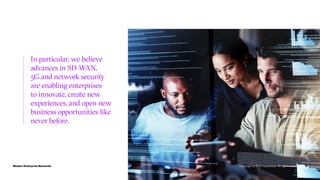 5
In particular, we believe
advances in SD-WAN,
5G and network security
are enabling enterprises
to innovate, create new
experiences, and open new
business opportunities like
never before.
Modern Enterprise Networks Copyright © 2022 Accenture. All rights reserved.
 