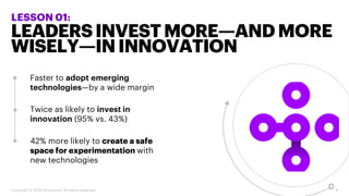 9Copyright © 2020 Accenture. All rights reserved.
Faster to adopt emerging
technologies—by a wide margin
Twice as likely t...