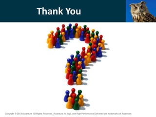 Copyright © 2013 Accenture All Rights Reserved. Accenture, its logo, and High Performance Delivered are trademarks of Accenture.
Thank You
 