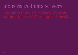 Industrialized data services
Freedom to share data will make data more
valuable—but only if it’s managed differently




16
 