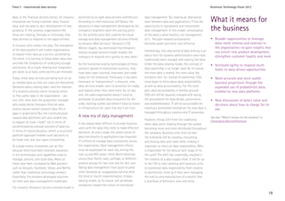 Trend 3 - Industrialized data services                                                                                                                            Accenture Technology Vision 2012


data. In the financial services sector, for instance,
enterprises are fusing customer data, finance
                                                        anchored by an agile data services architecture.
                                                        According to chief executive Jeff Bezos, the
                                                                                                            data management. By creating an abstraction
                                                                                                            layer between data and applications, IT has the       What it means for
data, and risk data to spur development of new
products. In the process, organizations like
                                                        advances in data management developed by his
                                                        company’s engineers were the starting point
                                                                                                            opportunity to standardize and industrialize
                                                                                                            data management. In this model, consumption           the business
these are creating, formally or informally, new         for the architectures that underlie the cloud       of the data is what matters, not management
data services to respond to the opportunities.          storage and data management services offered        of it. The path toward centralization                 • Broader opportunities to leverage
                                                        by Amazon Web Services.6 Amazon’s CTO,              becomes easier and more cost-effective.                 data—both internal and external to
A virtuous cycle comes into play. The emergence
                                                        Werner Vogels, has mentioned that Amazon’s                                                                  the organization—to gain insights that
of the data platform will enable organizations                                                              Interestingly, this new world of data sharing is an
                                                        loosely coupled services model enables the                                                                  can enrich new product development,
to expose more data as a service, accelerating                                                              about-face for systems administrators who have
                                                        company to respond very quickly to new ideas.7                                                              strengthen customer loyalty, and more
the trend. It is starting to break down data silos                                                          traditionally been charged with owning the data.
and hide the complexity of underlying storage           As the horizontal-scaling technologies of these     Under the data-sharing model, the concept of          • Increased agility to respond much
and access. As a result, sharing and integration        pioneers spread to mainstream business, they        data ownership is no longer valid. By its nature,       faster to data-driven opportunities
get easier as at least some barriers are removed.       have been open-sourced, improved, and made          the more data is shared, the more value the
Today, these data services are being built on an        ready for the enterprise. Previously, it has been   company sees. So, instead of ownership, CIOs          • More accurate and more usable
as-needed basis as new use cases are discovered.        necessary to “overprovision” a resource; now,       must begin to think about data responsibility           business projections through the
Decisions about sharing data—and the chances            data services enable users to provision for today   as well as data accountability. For the most            expanded use of probabilistic data,
of a business process owner knowing where               and expand when they need more. So, on day          part, data accountability is familiar ground:           enabled by new data platforms
to find useful data in the organization – are           one, the sales organization doesn’t need to         CIOs will still be squarely charged with laying
one-offs. How does the production manager               anticipate all possible data consumers for the      the groundwork for data design, governance,           • New discussions of data’s value and
who needs better forecasts find the sales               order tracking system and doesn’t have to invest    and implementation. IT will be accountable for          decisions about how to charge for its
analyst whose market research data fills in             in infrastructure for users that don’t yet exist.   creating a centralized mechanism for how data is        use
gaps in projections? But the continued push                                                                 managed throughout systems and IT processes.
toward data platforms will soon enable this             A new era of data management                                                                              See also “What it means for the business” in
                                                                                                            However, things shift from the traditional            Converging data architectures.
to happen at scale—“scale” not in terms of              It has always been difficult to provide business    when data starts flowing through the system,
accommodating colossal volumes of data but              users with the data they need to make effective     becoming more and more distributed throughout
in terms of industrialization, where a structured       decisions. At every stage, the siloed nature of     the company. Business units from all over
platform approach enables such decisions to             data tied directly to applications has thwarted     the enterprise will be creating, consuming,
be made over and over again consistently.               IT’s efforts to manage data consistently across     and sharing data with each other, making it
To a large extent, enterprises can do this              the organization. Data management efforts           important to focus on data responsibility. Who
because there have been dramatic advances               must be duplicated for each silo, driving the       is responsible for the data at each stage of its
in the technologies and capabilities used to            cost up and ROI down—think North American           life cycle? The shift has, essentially, resulted in
manage, process, and store data. Many of                versus Asia-Pacific sales, perhaps, or different    the creation of a data supply chain. It will be up
these have been incubated by Web pioneers               product groups for hair care and for skin care.     to the CIO to start working with business units
such as Amazon, Facebook, Yahoo, and Netflix,           Taking data management from good to great           to coordinate data responsibility from creation
rather than traditional technology vendors.             often becomes an unappealing exercise after         to distribution, more as if they were managing
Essentially, the pioneers developed solutions           the third or fourth implementation. A data-         the end-to-end manufacture of a bicycle than
for their own data-management challenges.               sharing model, by its nature, will accelerate       a workflow of electronic ones and zeros.
                                                        companies toward the notion of centralized
For instance, Amazon’s service-oriented model is
                                                                                                                                                                                                                 19
 