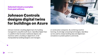 Selected industry examples
from past editions
Johnson Controls
designs digital twins
for buildings on Azure
Johnson Contro...