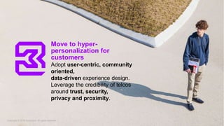 Move to hyper-
personalization for
customers
Adopt user-centric, community
oriented,
data-driven experience design.
Levera...